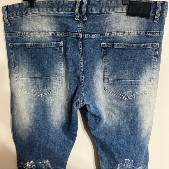 Men’s Smoke Rise Tokyo Ferry Blue Taper Stretch Denim Jeans Size 40x32 - Picture 13 of 14